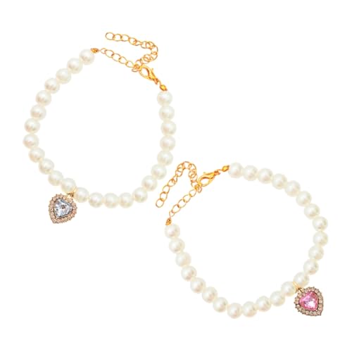 SEWOART 2 Stück Imitationsperlen-Halskette mit Herzförmigem Anhänger Katzen und Hunde Dekoratives Haustierhalsband Stilvolles Schmuckaccessoire für Party Alltagsgebrauch SEWOART 2 Stück Imitationsperlen-Halskette mit Herzförmigem Anhänger Katzen und Hunde Dekoratives Haustierhalsband Stilvolles Schmuckaccessoire für Party Alltagsgebrauch von SEWOART