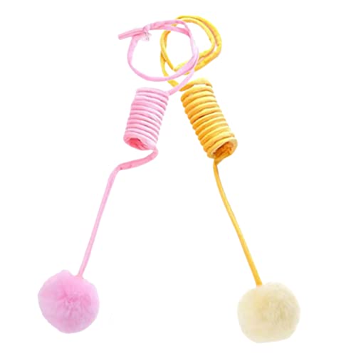 SEWOART 2 Stück Interaktives Katzenspielzeug mit Saugnapf und Federndem Ball Bunte Indoor Katzenfederball Teaser zur Beschäftigung und Stressabbau für Katzen von SEWOART
