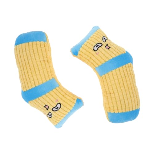 SEWOART 2 Stück Langeweile für Pfoten Haustier-Trainingsspielzeug Welpenspielzeug Zahnen Funny Toys Fun Toy Hund klingendes Bissfestes Sockenspielzeug Plüsch Yellow von SEWOART
