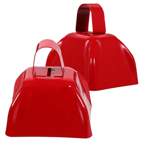 SEWOART 2 Stück Metall Kuhglocken Quadratische Cowbells für Sportveranstaltungen Fußball und Partys Geräuschmacher mit Praktischem Griff für Festlichkeiten und Dekoration von SEWOART