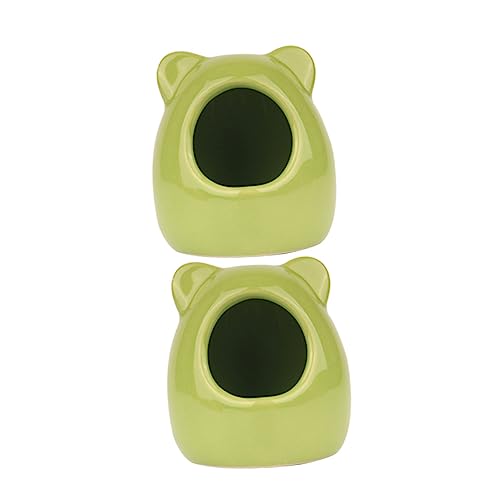 SEWOART 2 Stück Nest aus Keramik Rennmaus Bettwäsche Hamsterhaus Kühlung Hamsternest Hamster käfig Hamster cage meerschweinchen käfig Hamsterkühlhaus kleines Haustiernest Green von SEWOART