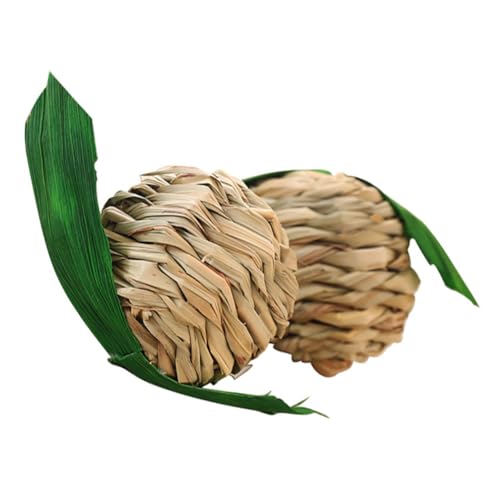 SEWOART 2 Stück Strohballen für Haustiere kleintierspielzeug Toys for small Animals Käfigspielzeug meerschweinchen Futter Hasen Hundespielzeug kauen Kauspielzeug Strohkugeln Gras von SEWOART