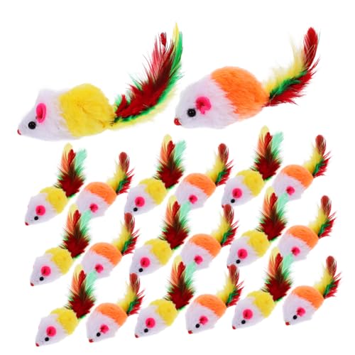 SEWOART 20 Pcs Pelzigen Haustier Spielzeug Mäuse Katze Spielzeug Mit Echten Schwänzen Interaktive Für Indoor Spielen Zufällige Farbe von SEWOART