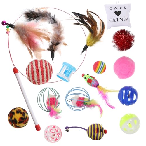 SEWOART Spielzeug Katze Teaser Stick 20 Stücke Katzenangeln Satz Bewegliches Katzenspielzeug Interaktiv SEWOART Spielzeug Katze Teaser Stick 20 Stücke Katzenangeln Satz Bewegliches Katzenspielzeug Interaktiv von SEWOART