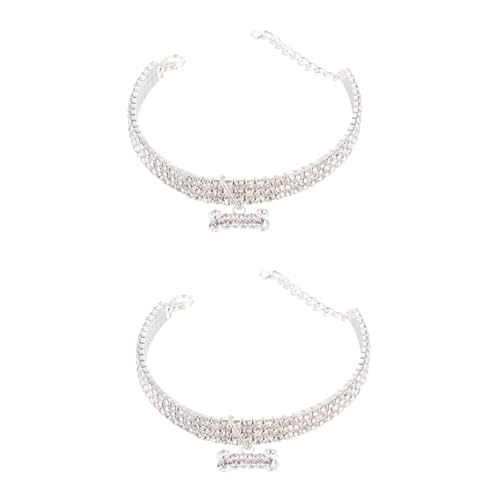 SEWOART 2St Haustier Hundehalsband Halskette für Hunde Welpenhalsband welpenhalsbänder Chihuahua-Halsband Welpen Haustierhalsband mit Strasssteinen kristall hundehalsband Weiß von SEWOART