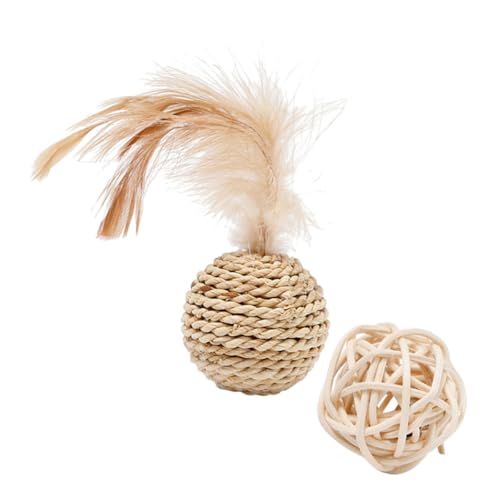 SEWOART 2stücke Katzen Spielbälle Aus Rattan Mit Glocken Interaktive Spielzeugbälle Für Katzen Und Kätzchen Für Beschäftigung Und Stressabbau SEWOART 2stücke Katzen Spielbälle Aus Rattan Mit Glocken Interaktive Spielzeugbälle Für Katzen Und Kätzchen Für Beschäftigung Und Stressabbau von SEWOART