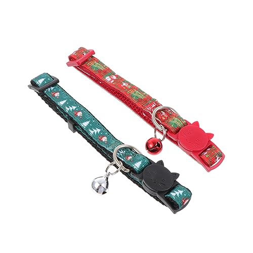 SEWOART Weihnachtshaustier 2st Weihnachts Katzen Halsband Weihnachtskatzenhalsband Glockenhalsband Für Haustiere Welpe Santa Glockenhalsbänder Urlaub Katzenhalsband Cosplay Halskette Tuch von SEWOART