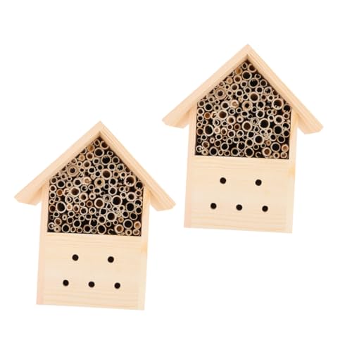 SEWOART 2Stücke Holz Bienenhaus Insektenhotel Für Garten Hölzerner Wildbienen Und Insekten Im Freien Aufhängen Nisthilfe von SEWOART