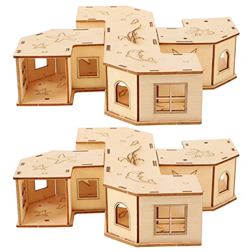 SEWOART 2Stücke Holz Hamster Tunnel Sicheres Labyrinth für Kleintiere Interaktives Versteckhaus für Hamster und Mäuse und Glücklich für Stressabbau und Aktivität von SEWOART
