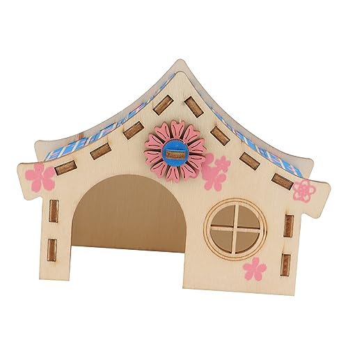 SEWOART Spielzeug Für Hamster Holzvilla Ruhehaus Für Haustiere Kauspielzeug Trainingsspielzeug Für Kleine Tiere von SEWOART