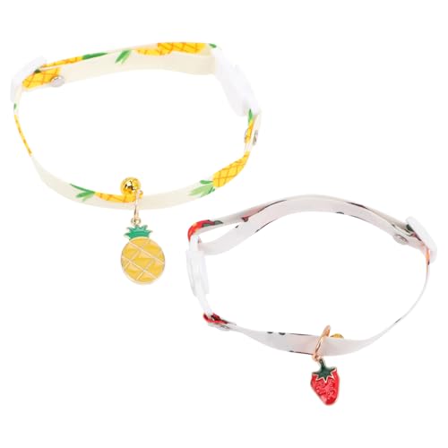 SEWOART 2Stücke Katzen Und Welpenkragen Mit Glocke Verstellbare Haustierhalsbänder Im Fruchtigen Design Ananas Für Sicheres Und Party Dekoration von SEWOART