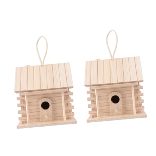 SEWOART 2stücke Hängendes Vogelhaus Aus Holz Nistplatz-zubehör Für Kanarienvögel Papageien Und Andere Kleine Vögel Wetterfest Und Langlebig Garten Und Balkon von SEWOART