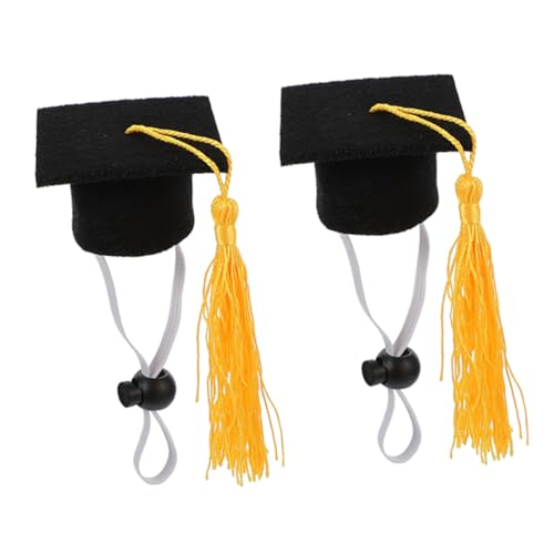 SEWOART 2er-Set Dr. Puppenhut Abschlusshut Für Hund Graduierungskappe Für Hunde Abschlusskappe Für Haustiere Haustiere Hunde-abschluss-Outfit Party Abschlusshund Dr. Hut Yellow Filzstoff von SEWOART