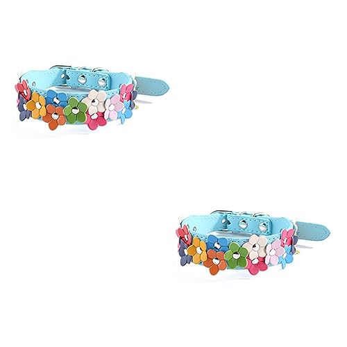 SEWOART 2 Stück Hundehalsband Mit Blumenmuster Verstellbare Größe 30–36 cm Pu-Legierung D-Stil Für Hunde Katzen Welpen von SEWOART