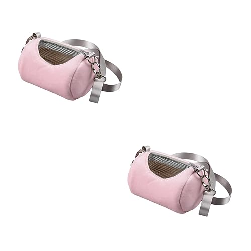 SEWOART 2stücke Portable Hamster Tragetasche Für Reisen Runde Pinke Transportbox Für Kleine Haustiere Mit Verstellbaren Trägern Und Mesh-Design Für Optimale Sicht Während Ausflügen von SEWOART