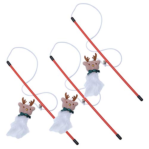 SEWOART 3er-Pack Weihnachts-Hirsch-katzenstäbchen Interaktives Katzenspielzeug Für Den Innenbereich Spaß Für Haustiere von SEWOART