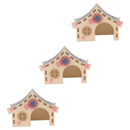 SEWOART Holzhaus Spielzeug Für Kleintiere Sicher Und Langlebig Geeignet Für Hamster Und Mäuse Mit Versteck Und Spielplatz von SEWOART