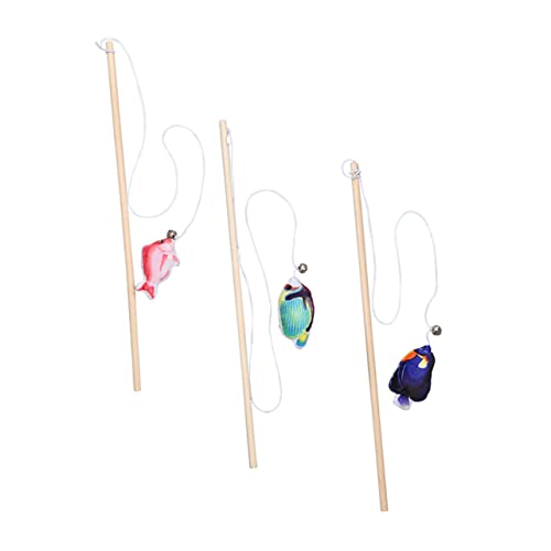 SEWOART 3 Stück Katzen-Teaser Kätzchen Kaustangen für Katzen Katzenrad Katze hüpfend interaktives katzenspielzeug Interactive cat Toy Kätzchen-Sticks Katzen-Stäbchen Holzstange von SEWOART