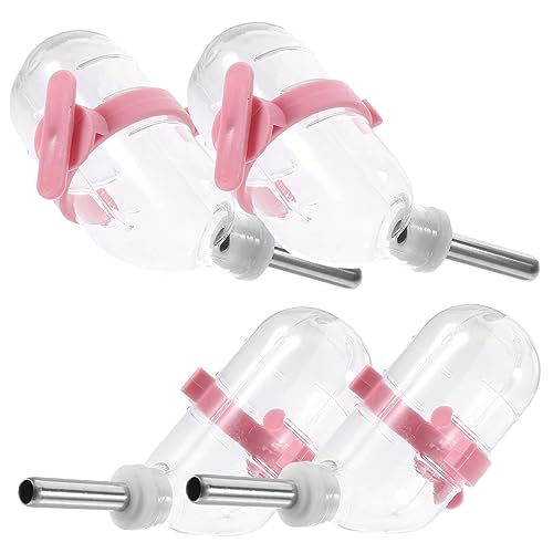 SEWOART 4 Stück Hamster trinkt automatisch Wasser hamsterzubehör Hamster zubehör klein Chinchilla-Wasserflasche groß Nagetier Automatische Tränke für Haustiere hängende Tränke Plastik Rosa von SEWOART