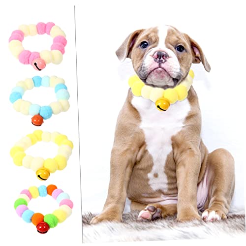 SEWOART 4stücke Katzenhalsband Plüsch Welpenhalsband Elastisch Haustierhalsband Kragen Cosplay Zubehör Für Katzen Mit Ball Ornament von SEWOART