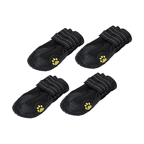 SEWOART 4 Stück Haustierschuhe Drinnen Tierschuhe Im Freien Für Welpe Atmungsaktive Hundeschuhe Schutz Griffe Hunde Walkingschuhe Kleine Hundefutter Stiefel Pfote Nicht Groß Black Stoff von SEWOART