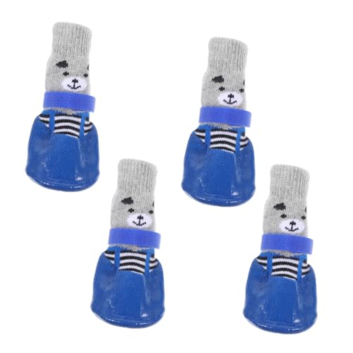 4 Stück Haustierschuhe hundepfoten hundezubehör Hundesocken wasserdichte Hundestiefel waschbare Haustiersocken Socken für Hund Karikatur Schuhwerk Kleiner Hund Haustier socken von SEWOART