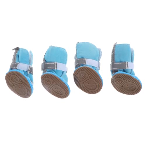 SEWOART 4 Stück Haustierschuhe rutschfeste Schuhe Welpenschuhe Reflektierende Hundeschuhe Warme Winterschuhe Hundeschutzstiefel Outdoor Schuhe Verdickte Haustierschuhe Kleine von SEWOART