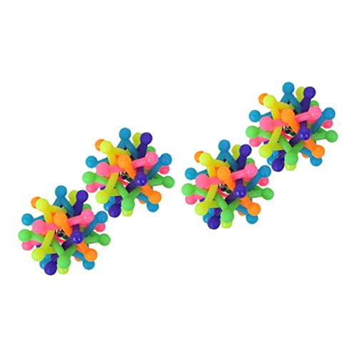 SEWOART 4stücke Gummibälle Für Hunde Regenbogen-Design Mit Glockenklang Kauspielzeug Zur Zahnpflege Und Spielzeug Für Bildung Und Reinigung Für Kleine Haustiere von SEWOART
