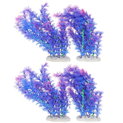 SEWOART 4 Stück Künstliche Wasserpflanzen für Aquarium Dekoration Umweltfreundliches Material Einfach zu Platzieren für Fischbehälter Langlebige Simulation Pflanzen von SEWOART