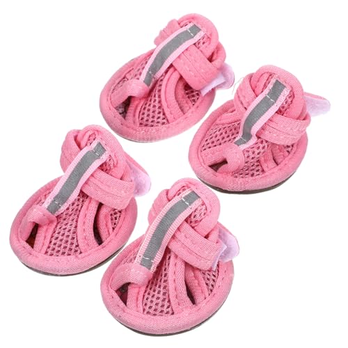 SEWOART 4 Stück Haustier-Hundeschuhe Hunde Katze Schuhe Sportschuhe Turnschuhe Damen Handschuhe Haustierschuhe Haustierzubehör rutschfest der Hund Mesh-Stiefel Pfote Rosa von SEWOART