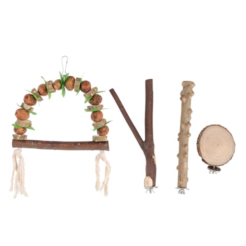 SEWOART Vogel Spielzeug Aus Holz Sitzstangen Für Vögel Vogelkäfig Spielplatz Holz Spielständer Kauspielzeug Schaukelspielzeug Übungsplattform Zubehör von SEWOART