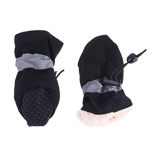 SEWOART Haustierschuhe Aus Dickem Plüsch Keine Hundestiefel Regenfeste Sohle Stiefeletten für Hunde Gummiband Leicht Zu Tragen Schwarz Größe 2 SEWOART Haustierschuhe Aus Dickem Plüsch Keine Hundestiefel Regenfeste Sohle Stiefeletten für Hunde Gummiband Leicht Zu Tragen Schwarz Größe 2 von SEWOART