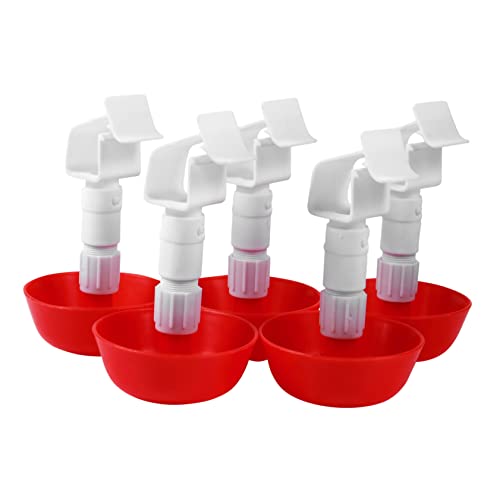 SEWOART 5 Stück Hühnerschale geflügel tränke Geflügeltränke Wasserspender für Geflügel Wasserautomat für Geflügel Hühnerwasserschale verstellbare Tränke hochwertiger Kunststoff rot von SEWOART