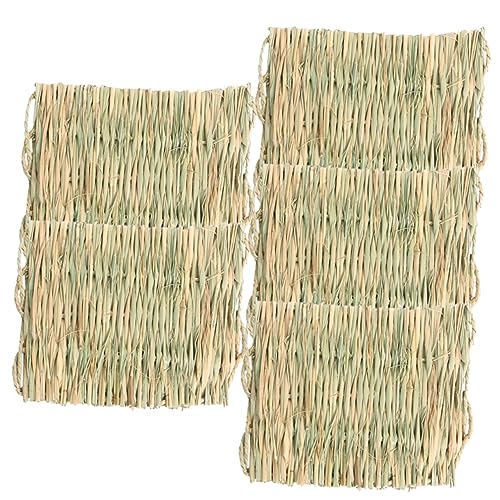 SEWOART 5 Stück Kaninchengrasmatte Hasenheu Heubettung Für Kaninchen Hasengrasmatte Drinnen Klein Gewebte Heumatte Bettwäsche Haustiere Käfig Kaninchenstall Waschbar Kaninchen Heu Stroh von SEWOART