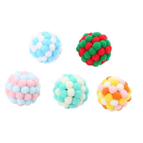 SEWOART 5 Stück Teiliges Katzenspielzeug Plüschball Bunte Wackelnde Bälle Langlebig und Sanft für Katzen zum Jagen und Krallenpflege Geeignet als Haustierbedarf und Zufällige Farbe von SEWOART