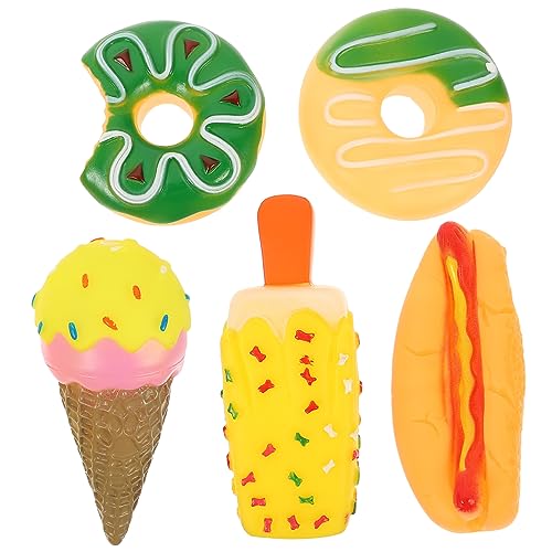 SEWOART 5 Stück Teiliges Kauspielzeug für Hunde Realistische Donut und Eiscreme Formen Strapazierfähiges Geräuscharmes Zahnputzspielzeug für Welpenzahnpflege und Stressreduzierendes Spiel von SEWOART