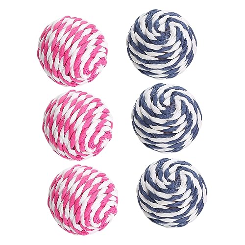 SEWOART 6stücke Katzenspielball Seil Ball Katzen-backenzahn-Spielzeug Katzenspielzeug Katzenknotenball Interaktive Beißen Kauen Pet Molaren Täglicher Gebrauch von SEWOART