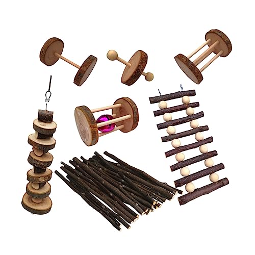 SEWOART Kauspielzeug aus Holz für Haustiere für Hamster Papageien Vögel 7-teiliges Set Robustes und sicheres Spielzeug aus Holz für Haustiere leicht zu reinigen von SEWOART