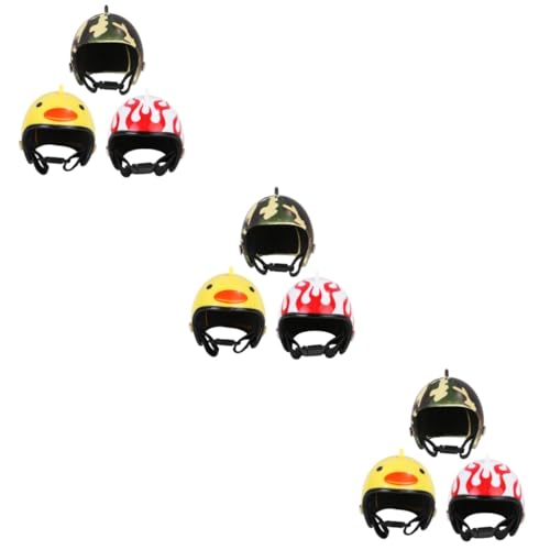 SEWOART 9stücke Teiliges Hühnerhelm Einstellbare Und Bequeme Kopfbedeckung Für Hühner Enten Und Vögel Lustige Schutzhelme Leuchtenden Farben Feuer Camouflage Für Haustiere von SEWOART