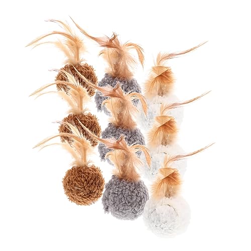 SEWOART 9Stücke Plüschkatze Mit Federn Und Glöckchen Kompaktes Und Interessantes Kätzchenspielzeug Für Katzen Und Kätzchen Weiße Graue Und Braune Bälle SEWOART 9Stücke Plüschkatze Mit Federn Und Glöckchen Kompaktes Und Interessantes Kätzchenspielzeug Für Katzen Und Kätzchen Weiße Graue Und Braune Bälle von SEWOART