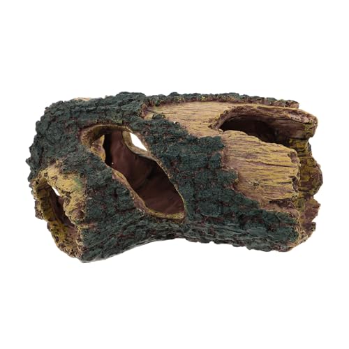 SEWOART Aquarium Holz Gecko Versteckhöhle Aquarium Dekoration Hohles Holz Ornament Versteckhöhle Fischtank Höhle Felsen Axolotl Tank Versteck Fischtank Dekor Baumharz von SEWOART