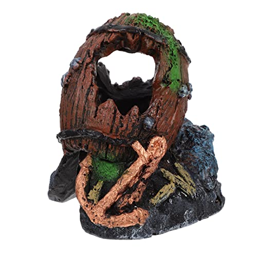 SEWOART Aquarium Landschaftsbau Ornamente Schiffswrack im Aquarium LED Dekoration Aquarienschmuck Panzer Aquarium versteck Aquariumzubehör Aquariumhöhle Fischbecken Versteck Harz von SEWOART