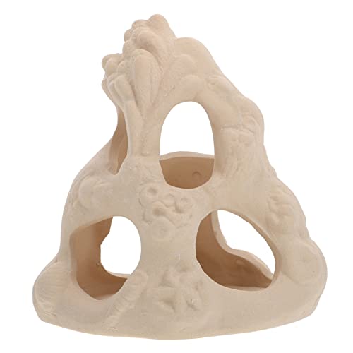 SEWOART Aquarium Landschaftsgestaltung Flucht Home Decor wohnungseinrichtung Fish Tank breeding Pot Ornament Fischhöhlenversteck Keramik verstecktes Loch versteckte Lochverzierung Beige von SEWOART