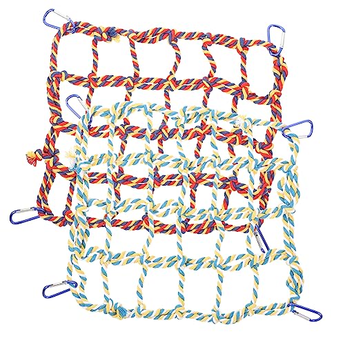 SEWOART Buntes Kletternetz für Papageien und Kleintiere mit Netzen und Haken Vogelspielzeug Klettern Schaukeln und Balancetraining Geeignet für Wellensittiche Nymphensittiche Hamster von SEWOART