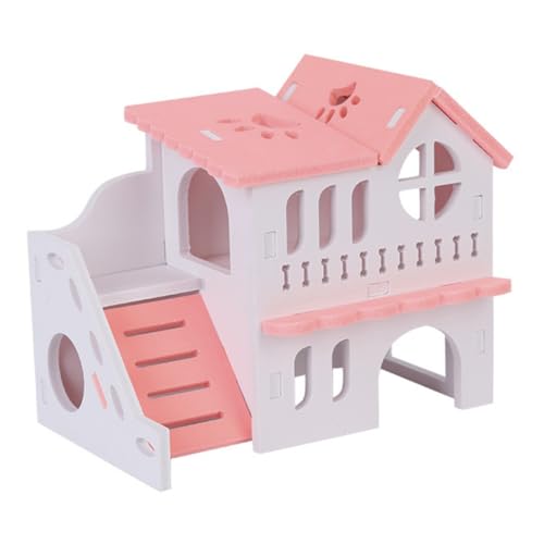 SEWOART Hamster Haus Aus Holz Doppeltstöckige Villa Für Kleintiere Bequemer Rückzugsort Für Hamster Und Kleine Nager Fördert Gesunde Entwicklung Gestaltung von SEWOART