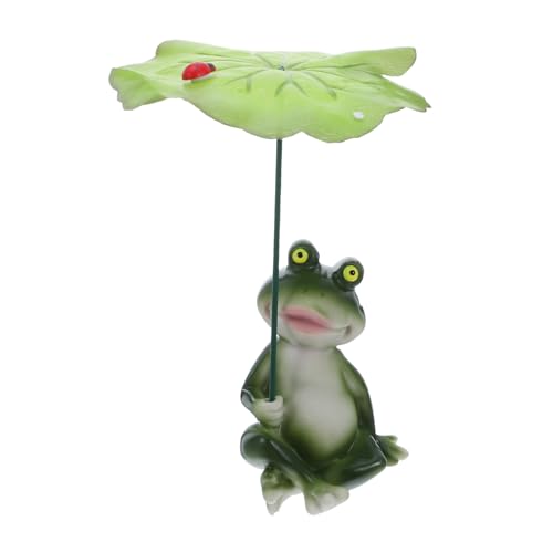 SEWOART Frosch Resin Ornament mit Lotusblatt für Aquarium Dekoration Miniatur Figurine für Fischbehälter Garten und Büro Naturnahe Vielseitige Wasserlandschaft Deko aus Resin von SEWOART