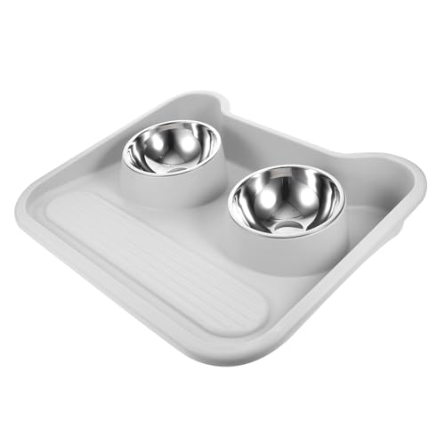 SEWOART Futternapf Mit Rutschfester Matte Doppelter Edelstahlbehälter Für Katzen Und Kleine Ergonomisches Design Für Bequemes Fressen Stabiler Eisenständer SEWOART Futternapf Mit Rutschfester Matte Doppelter Edelstahlbehälter Für Katzen Und Kleine Ergonomisches Design Für Bequemes Fressen Stabiler Eisenständer von SEWOART
