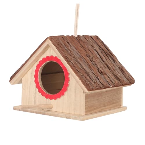 SEWOART Vogelfutterstation Zum Aufhängen Vogelhaus Für Papageien Hängendes Nistkasten Für Vögel Im Garten Wetterfestes Futterhaus Für Außeneinsatz Ideal Für Balkone Und Gärten Natürliche Holzoptik von SEWOART