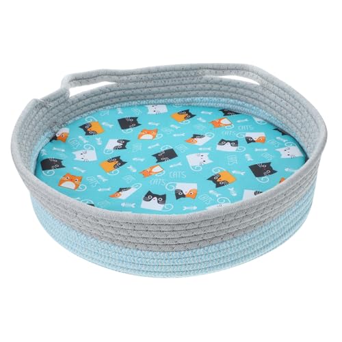 SEWOART Katzenbett Aus Baumwollseil Gewebt Bequemes Haustiernest Doppelseitiges Kissen Hundesofabett Für Zuhause Graues Baumwollpad SEWOART Katzenbett Aus Baumwollseil Gewebt Bequemes Haustiernest Doppelseitiges Kissen Hundesofabett Für Zuhause Graues Baumwollpad von SEWOART