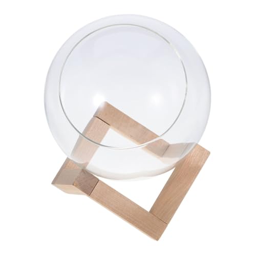 SEWOART Glas Terrarium mit Holzständer Hydroponischer Desktop Planter Mikro Landschaft Pflanzgefäß für Zimmerpflanzen Bürodekoration Platzsparend und Vielseitig Einsetzbar von SEWOART